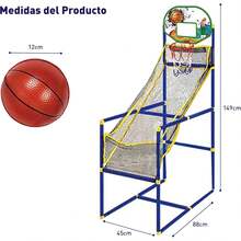 Bluelander Canasta de Basquetbol con 4 Pelotas, Canasta de Baloncesto para Niños, 149 * 45 * 88 cm, Juego de Tiro con Balón y Bomba, Máquina de Baloncesto para Interior - 1 - Ver 6