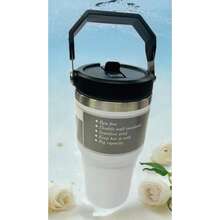 Termo de acero inoxidable 20oz (600ml), para escuela, para oficina, para casa - Blanco - Ver 3