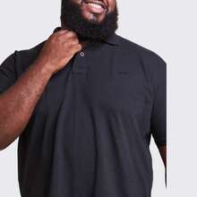 Men's Plus Size Cotton Polo Shirt - Black - View 3