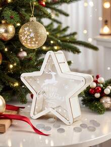 1 szt. Świąteczna skarbonka w kształcie jelenia z pentagramem, świąteczna skarbonka, idealna do dekoracji świątecznych, wystroju domu, sypialni, biura, na prezent