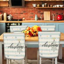 2/4/6pcs Christmas Element Printed Linen Chair Covers, Home Decor, Suitable For Christmas Gifts, Christmas Decoration, Daily Home, Living Room, Dining Room, Garden, Hotel, Washable Polyester Material Chair Seat Cushion Covers - Multicolor - View 6