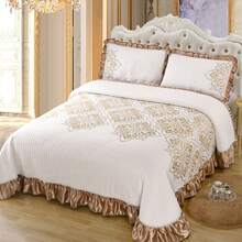 3pcs Polyester Bedspread Set, European Style, Versatile Bedcover, 1 Bedcover + 2 Pillow Shams