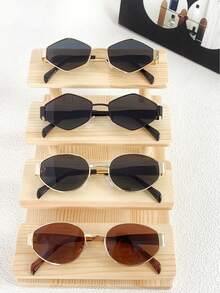 2pcs Oval Metal Frame Women Fashion Eyeglasses, New Y2K Streetstyle Decorative Polygon Glasses For Summer Beach Vacation,Outdoor,Travel - M12 Gold Tea 1 Pair M12-2 Gold Gray 1 Pair - View 17