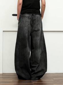 1 Stück Herren Loose Fit Lässig Weite Bein Jeans, einfach und vielseitig (ohne Gürtel oder Accessoires), Grunge