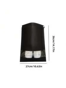 Túi đựng giày dùng một lần không dệt (1 cái/5 cái/10 cái), Túi bọc giày chống bụi màu trơn, Túi đựng giày du lịch dây rút màu đen, Túi đựng giày đơn giản - màu đen - Xem 8