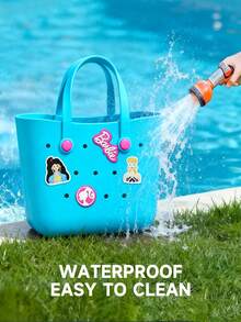 Miniso Holes Bogg Beach Bag Cute  Summer Camp EVA Beach Tote Bag For Little Girl & Woman Waterproof Picnic Bag Ladies' Casual Clutch Handbag Pouch For Beach, Travel,Pool, Boat, Sports - Blue - View 4