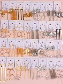 10pcs/Pack Elegant Metal Leaf, Heart, Butterfly Pendant Earrings, Suitable For Women Jewelry, Gift For Friends