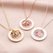 Family Eternal Ring And Birthstone Personalised Necklace Christmas Gift Gift For Her Personalised Gift