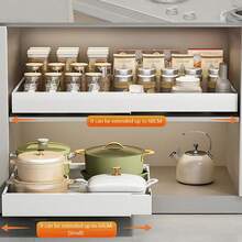 Organizer estensibile per armadietti, ripiani estraibili regolabili per cucina, cassetto estraibile per armadietti, spazio sottolavello per cucina e bagno, 32-52 cm