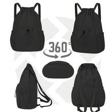 1 pieza Mochila plegable de nailon - Diseño con cordón ultraligero, gran capacidad para gimnasio, viajes y aventuras al aire libre - Compacta y portátil, ideal para el transporte diario, yoga, senderismo y deportes - Regalo de viaje ligero perfecto para hombres y mujeres
