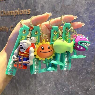 PLANTS VS ZOMBIES Cartoon PLANT VS ZOMBIES Keychain, Designed With Cartoon Sunflowers And Zombies, Comes In A Variety Of Styles, Perfect For Bags And Car Keys, Making It An Ideal Birthday Or Valentine's Day Gift, The Perfect Gift