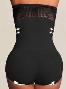 Local Delivery Womens Plus Size High-Waist Body Shaping ShortsSeamless Slimming Underwear With 360 Surrounding Compression, Breathable Soft Fabric, Non-Roll Waistband, Ideal For Postpartum Recovery & All-Day Wear - 黑色 - 查看 4