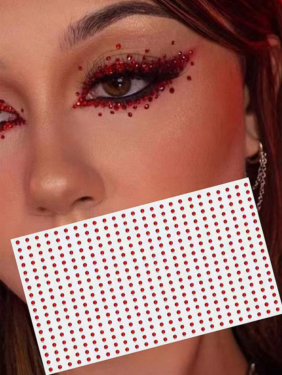 2mm Red Face Jewels, Hair Jewels, Eyebrow Jewels, Diamond Stickers - Red - View 1