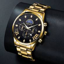 3pcs Men's Geneva Style Watch Gift Set - Stainless Steel Band Multi-Function Dial Watch, Suitable For Daily Commute And Casual Wear - Multicolor - View 3