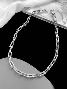 Necklace And Bracelet Set With Chain Links, 18k Gold Plated And 925 Silver - 銀色 - 查看 6