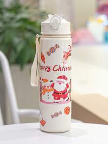 1 件 750ml/26oz 圣诞主题白色背景玻璃杯（带吸管） - 彩色 - 查看 12