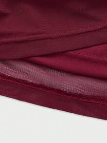 魅力优雅别致的露背修身纯色派对性感连衣裙，女士优雅派对礼服 - 酒紅色 - 查看 6