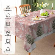 1 pièce/10 pièces Nappe de décoration de Noël rose avec sapin de Noël et flocons de neige, convient pour le dîner et le pique-nique, imperméable et facile à nettoyer pour table à manger, fête, décoration maison, adaptée pour table à manger, bar, table basse, pique-nique extérieur, terrasse de restaurant, décoration de fête, cadeau pour les vacances, utilisation intérieure et extérieure, disponible en plusieurs tailles