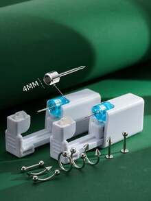 10pcs/Set Reusable Sterile Piercing Earring Tool, 8pcs Stainless Steel Fashion Earring Studs 1.2MM Hole Diameter, Suitable For Student, Family, Daily Beauty Piercing Tool - Silver - View 6