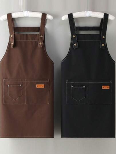 Anpassat kanvasförkläde, vattentätt och oljetåligt för kök, Boba Tea Shop, nagelsalong, catering, Boba Tea Shop enhetligt förkläde, polyesterbomullscanvasförkläde