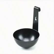 Steamer per uova in acciaio inossidabile con manico nero - Strumento da cucina compatto e pratico per cuocere uova alla coque, ideale per uso domestico