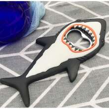 1pc Shark Bottle Opener, Beer, Juice Opener, Suitable For Bars, Clubs, Restaurants, Home Use - Barware Accessories And Gifts,Bottle Opener Refrigerator Magnet Gift Ocean Shark Cartoon Animal Soft Glue Bottle Opener, Christmas Gift, Ocean Lover Gift