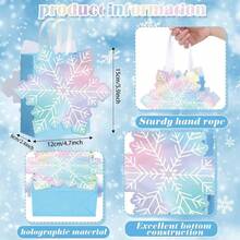 Set de 5 piezas/10 piezas, bolsa de regalo con diseño de copos de nieve, bolsa de papel con copos de nieve, bolsa de regalo para recién nacidos, baño de princesa, holográfica azul, para dulces y aperitivos con asa, para suministros de fiesta de cumpleaños y maravillas - Multicolor - Ver 2
