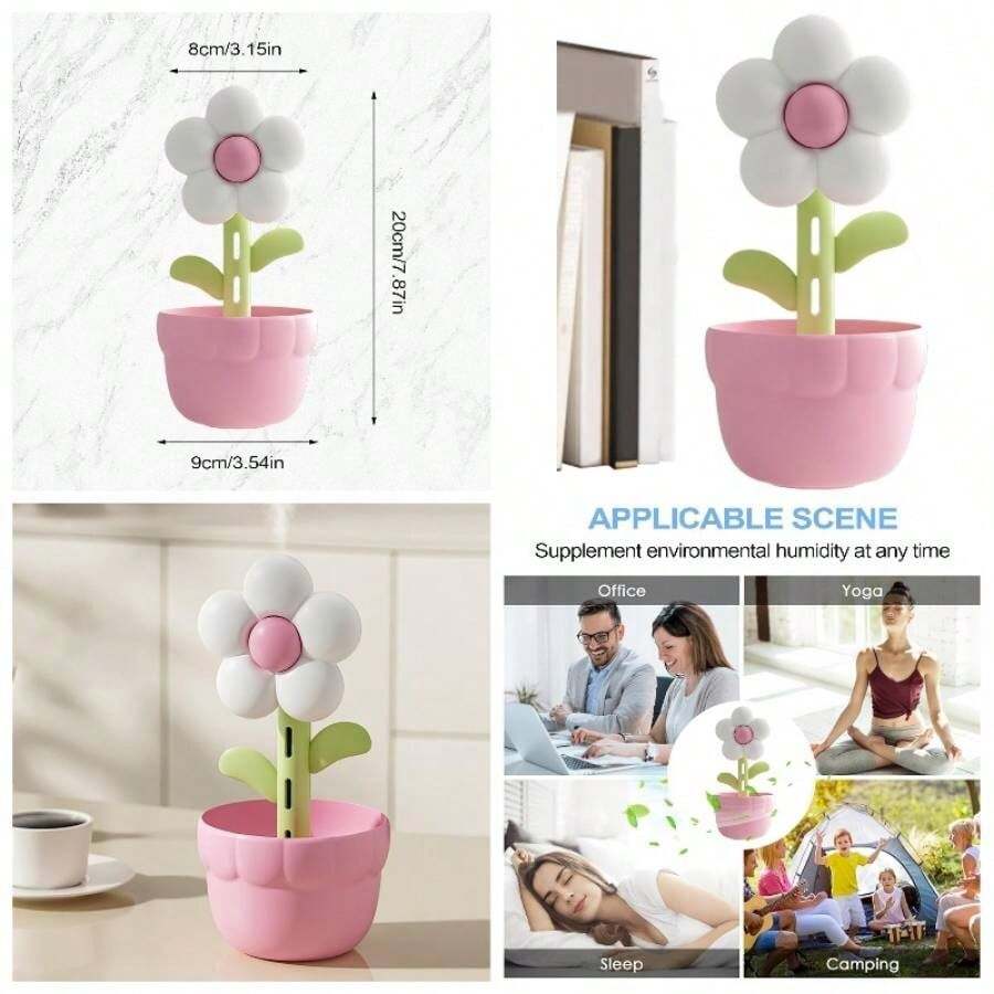 Humidificadores con Forma de Flor Bonitos para Dormitorio 300 ml Porttil con Luz Nocturna Humidificadores - Difusor de Aromaterapia para uso en Dormitorio Coche Bebs Ancianos Hotel - blanco - Ver 1