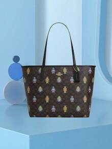 Coach Mollie Tote Bag For Women Travel Shopping Bag Ladies Shoulder Bag Large Tote Bags For Women - 金色拼胡桃木色 - 查看 5