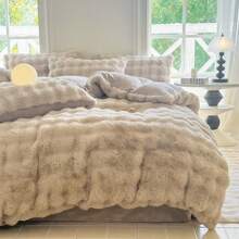 1pc Thickened Plush Duvet Cover, Faux Rabbit Fur Soft & Fluffy Single Duvet Cover, Without Pillow Case, Soft & Comfortable, Machine Washable, A. Faux Rabbit Fur, B. Milk Plush, Suitable For Bedroom, Dorm, Autumn/Winter