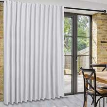 Patio Sliding Door Curtains - Extra Wide Curtains For Glass Door, Room Divider Blackout Thermal Curtain Panel With Back Tab & Rod Pocket For Bedroom Partition, 100 X 84 Inches, Greyish White - Black - View 9