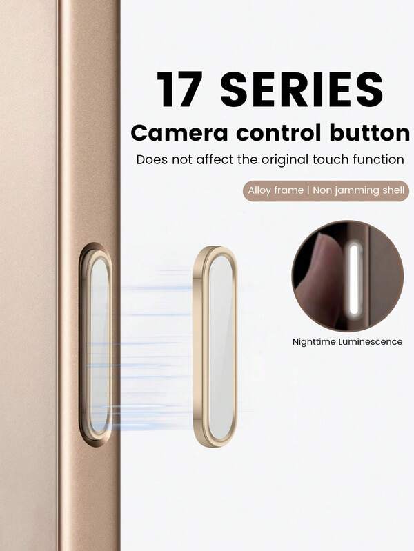 Cubierta protectora con brillo nocturno para el botón de la cámara, compatible con iPhone 17 Pro Max/17 Air/17 Pro/17/16/16 Plus/16 Pro Series. Película protectora para el botón de la cámara con función táctil, adecuada para fundas de teléfono, sin diseño de ranura para tarjetas - Accesorio resistente a los arañazos y duradero
