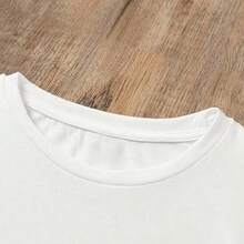 Camiseta casual con estampado, print corazón heart simula perlas simula diamantes brillos , para mujer ajuste regular manga corta playera cuello redondo, blusas gráficas para mujer - Blanco - Ver 6