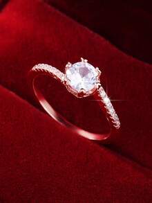 خاتم زركونيا اصطناعي أنيق، رمز للحب عصري، مناسب للذكرى السنوية وحفلات