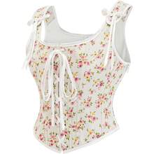 Women's Waist Cincher Bustier Boned Corset With  Design In 2025 - Yellow & Pink Floral - View 2