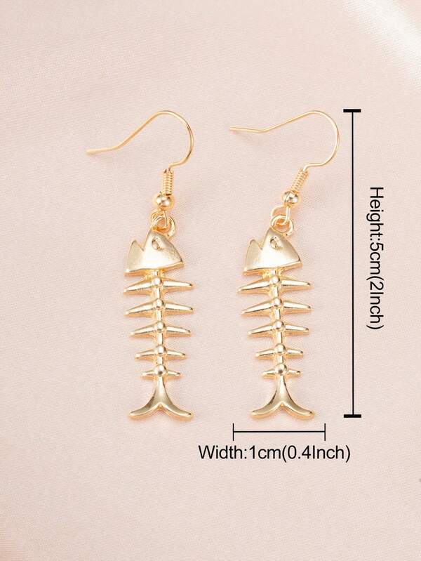 1 Paar kreative Legierung Fischgräten-förmige Ohrringe, Ozean-Stil geeignet für Urlaub und Geschenkverpackung