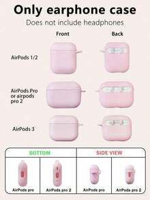 Candy Color Soft Silicone Case For AirPods, Cute Skin-Friendly Full Protection Earcup & Headband Cover Set NRST - 粉色 - 查看 7