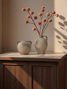 1 pieza Jarrón de cerámica japonés de estilo Wabi Sabi con forma redonda y boca estrecha, adecuado para decoración de arte en el hogar, decoración de sala de estar, arreglo floral de escritorio, decoración de entrada, decoración del hogar, decoración de habitación, jarrón de flores, jarrón de vidrio