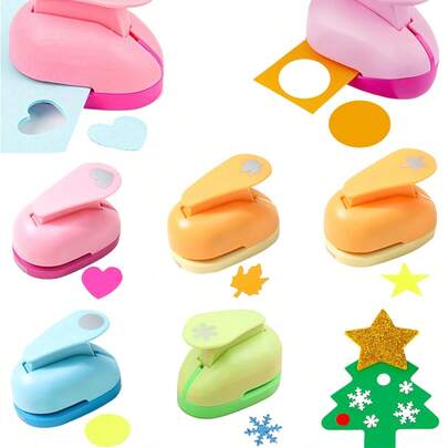 1/2/3/4/5/8pcs Craft Paper Embossing Punch Set - Variety Of Shapes: Snowflake, Maple Leaf, Circle, Star, Heart, Butterfly, Rose, Tulip, 5-Petal Flower Etc., Suitable For Students, Teachers And Crafters DIY Scrapbooking And Card Making Tools, Great For School Projects, Planners, Easter Gift Baskets, Christmas Crafts, Colored Paper And Album Decorations