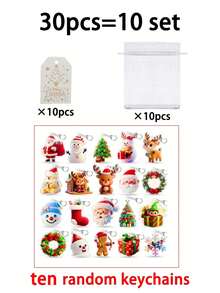 120/60/30/15-Piece Christmas Keychain Set, With Christmas Tree/Elk/Wreath/Santa Claus/Gingerbread Man Designs, Acrylic Material, Bag Pendant, Holiday Party Gift Set, Desktop Decoration, Souvenir Set, Suitable For Christmas Gifts, Holiday Decorations, And Gifts For Friends And Family