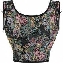 Women's Waist Cincher Bustier Boned Corset With  Design In 2025 - 黑色復古花卉 - 查看 4