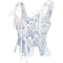 Women's Waist Cincher Bustier Boned Corset With  Design In 2025 - 藍白鄉村風格 - 查看 2