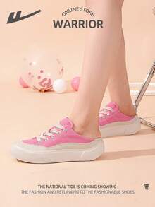 WARRIOR 1 Paar sportliche, vielseitige Sneaker, atmungsaktive, lässige Segeltuch-Sneaker mit niedrigem Schaft - Rosa/Beige - Übersicht 2