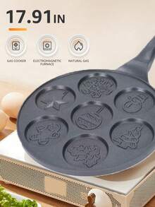 1pc Non-Stick Mini Pancake Maker Durable, Easy Clean, Smiling Face Design 7-Hole Non-Stick Pancake, Egg Cooker Pan, Perfect For Creative Breakfasts, Perfect For Quick Morning Meals, New Year's Fun Cooking Resolutions - Multicolor - View 12