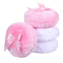 4个装大号蓬松粉扑，3.5英寸圆形柔软粉扑，可重复使用，带蝴蝶结手柄，化妆粉扑，女士女孩适用，颜色B，价格实惠，情人节礼物，廉价商品，旅行必备，房间装饰，情人节礼物，便宜货，房间，1美元商品，度假必备，女士礼物，卧室，情人节，99美分 - ColorB - 查看 2