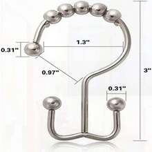 Shower Curtain Hooks Rings For Bathroom - Rust Resistant, Double Glide, Nickel, Set Of 12, Metal