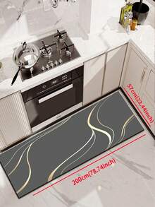 1 pièce Tapis de cuisine en diatomite haut de gamme avec motif de lignes dégradées, léger, rembourré, anti-fatigue, absorbant, antidérapant, convenant pour la cuisine, la salle de bain, l'entrée, la buanderie et plus encore