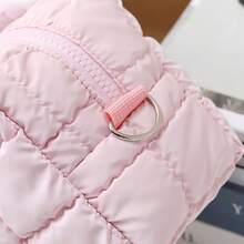 定制刺绣纯色绗缝化妆包，蓬松网格化妆袋，轻便洗漱包，便携时尚旅行收纳包，日常洗漱包，时尚女孩礼物，个性化定制礼品，圣诞礼物 - 彩色 - 查看 8