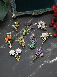珐琅花胸针 - 奢华植物别针，适合女士中性宴会服装配饰/朋友聚会徽章礼物 - 花 - 查看 2