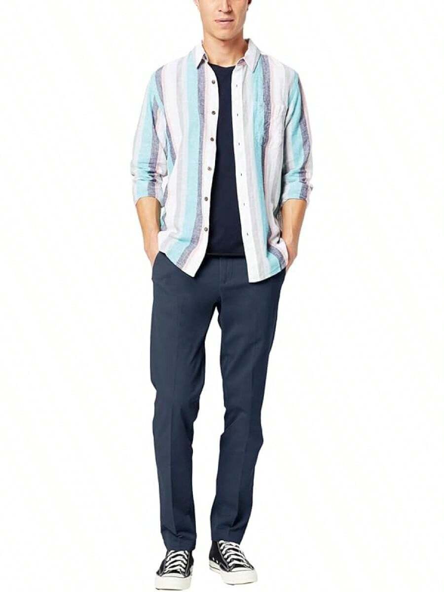 Mens Khaki Flex Work Pants - Pembroke - View 1